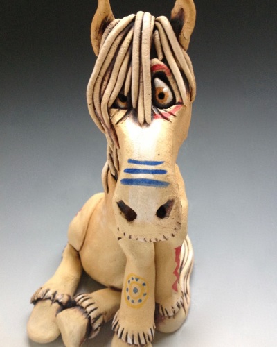 <!_001_>Tonka the Painted Horse Sculpture - Ceramic