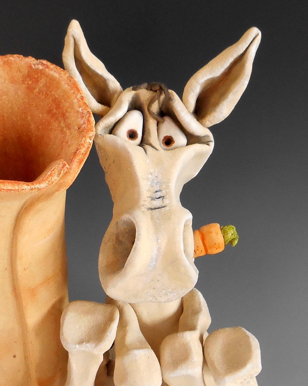 Errol the Donkey Vase, Pottery Ceramic Sculpture by Artist Lucy Kite