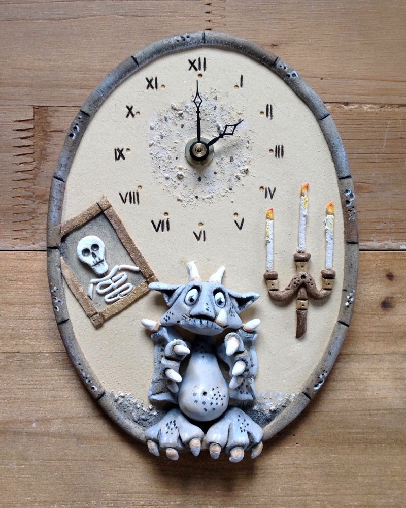 Ceramic Wall Clock - Gargoyle