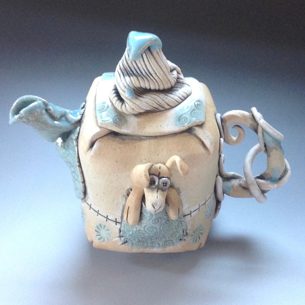 Whimsical Blue Accent Tea Pot