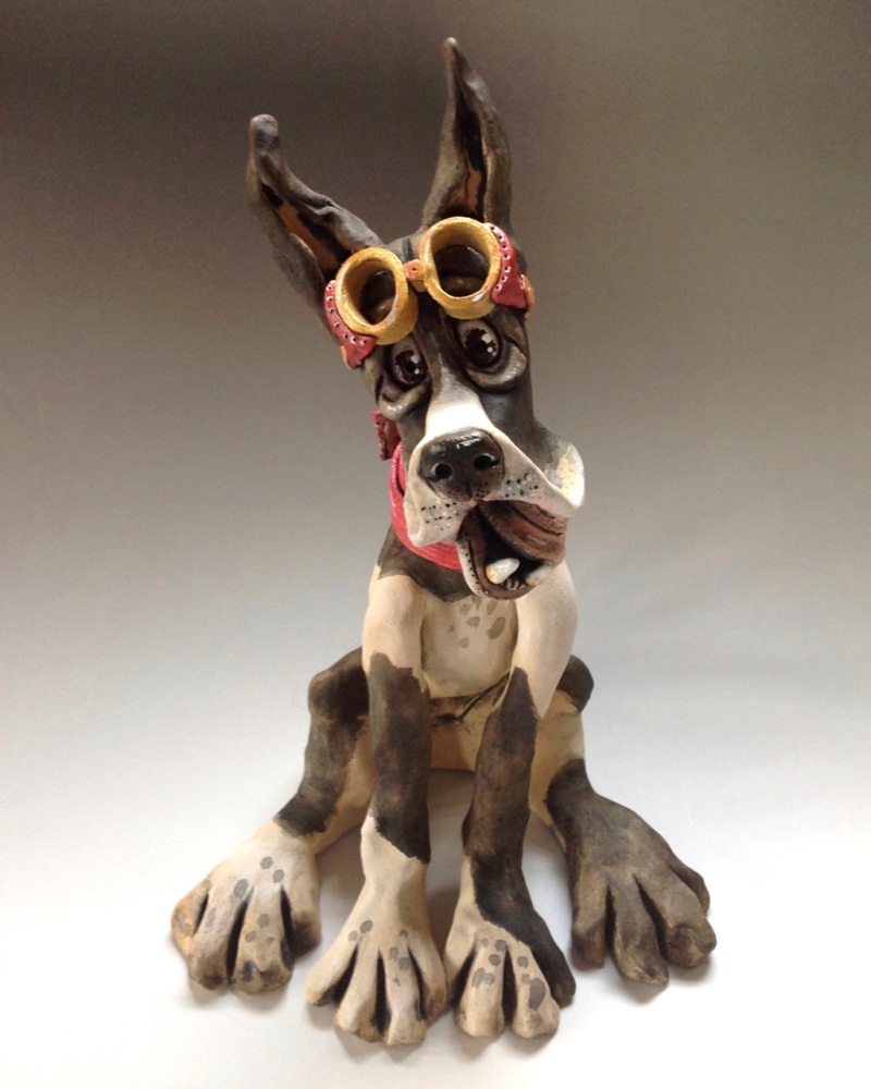 Great Dane Dog Sculpture - Ceramic
