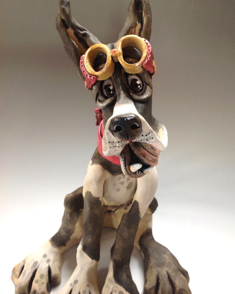 Great Dane Dog Sculpture - Ceramic