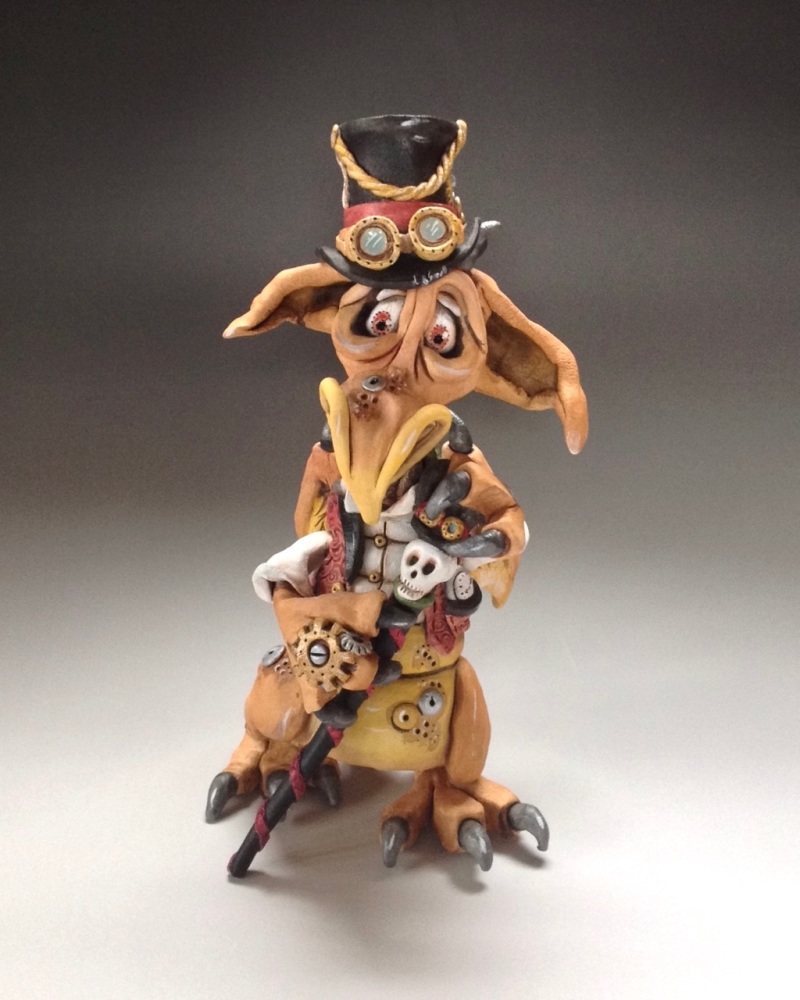 Steampunk Dragon Sculpture - Ceramic