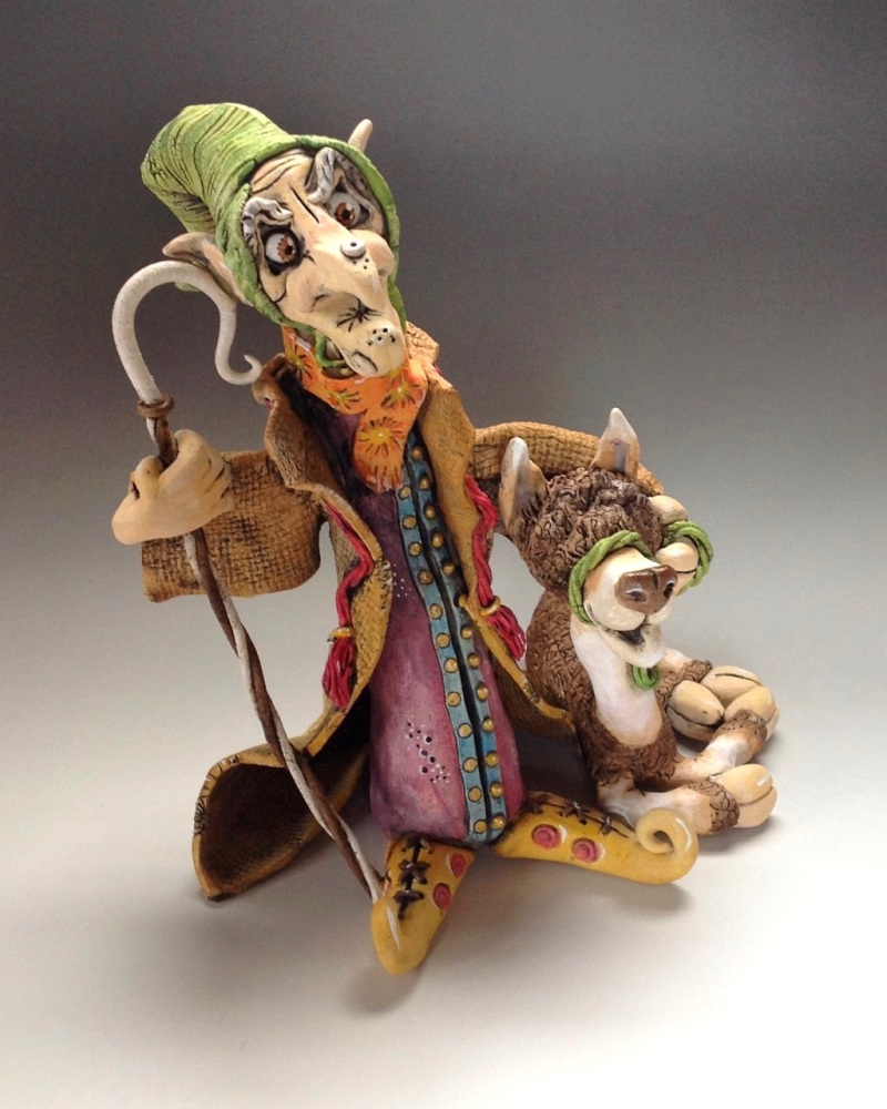 Persian Llama Herder Sculpture - Ceramic