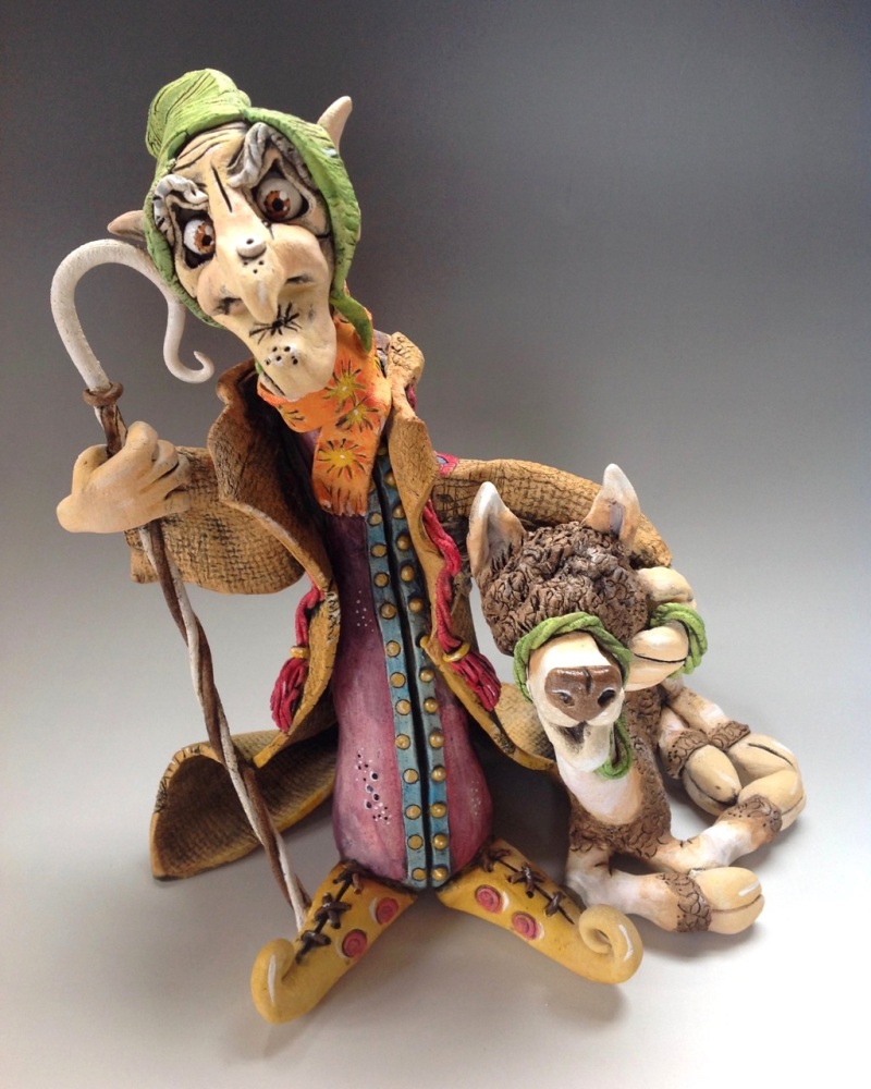 Persian Llama Herder Sculpture - Ceramic