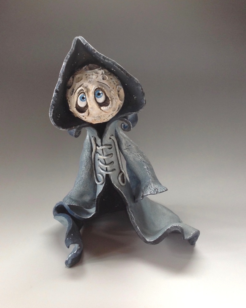 Whimsical Moon Sculpture - Ceramic