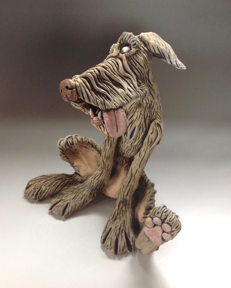 Deerhound Dog Sculpture - Ceramic