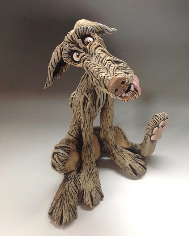 Deerhound Dog Sculpture - Ceramic