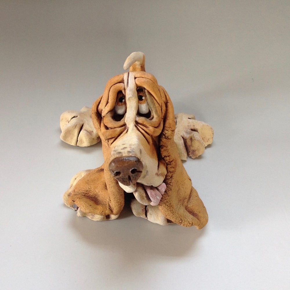 Bassett Hound Dog Sculpture - Ceramic