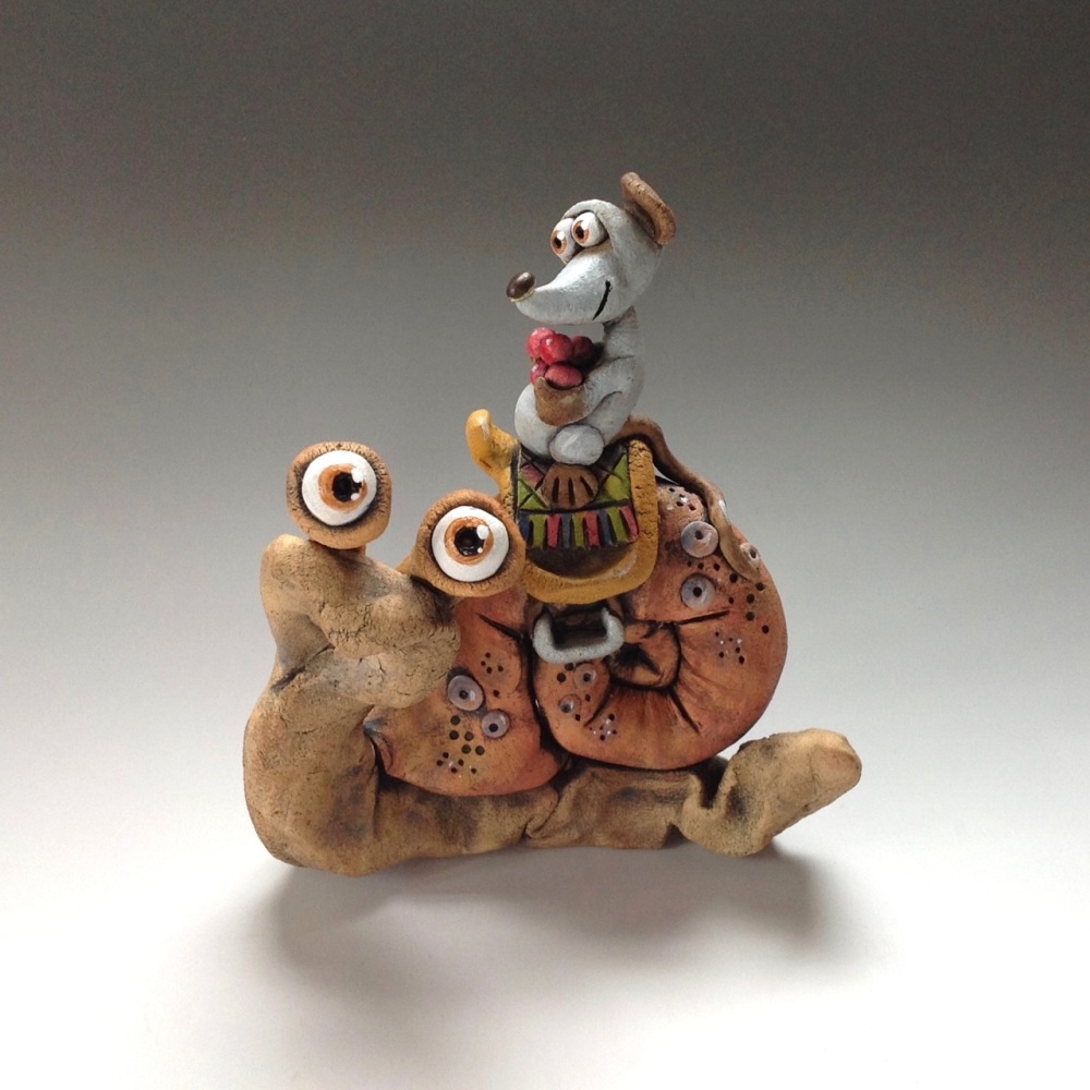 Snail and Mouse Sculpture - Ceramic