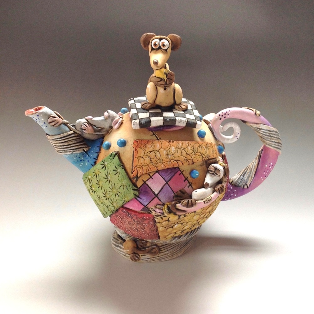 Patchwork Mouse Teapot Ceramic