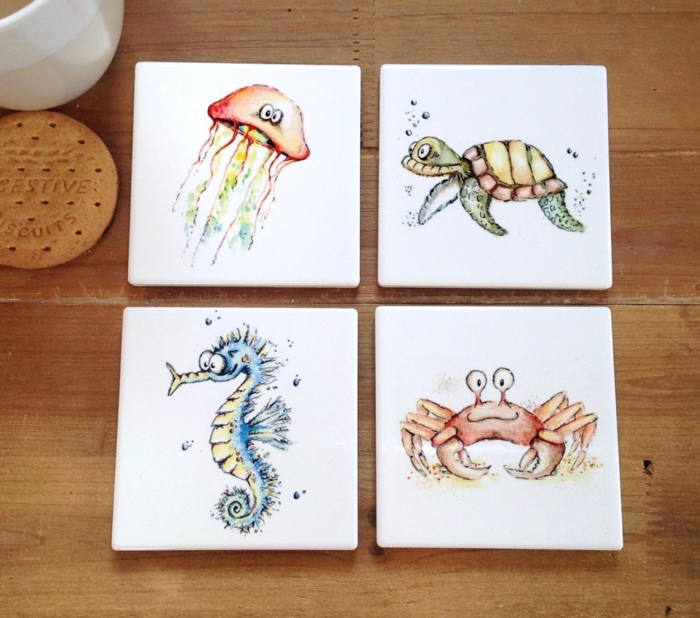 Seaside Animal Coasters Ceramic