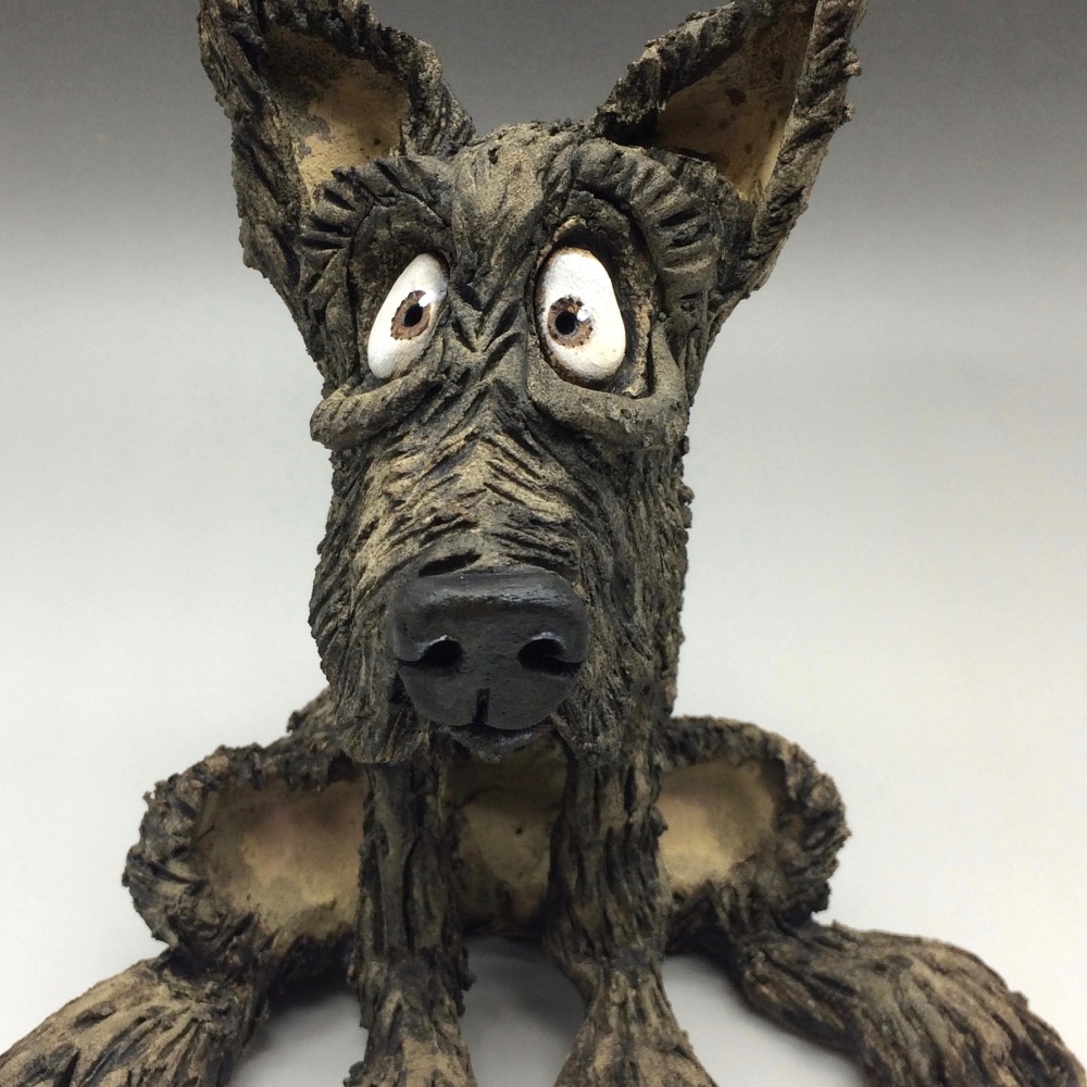 Black Terrier Sculpture - Ceramic