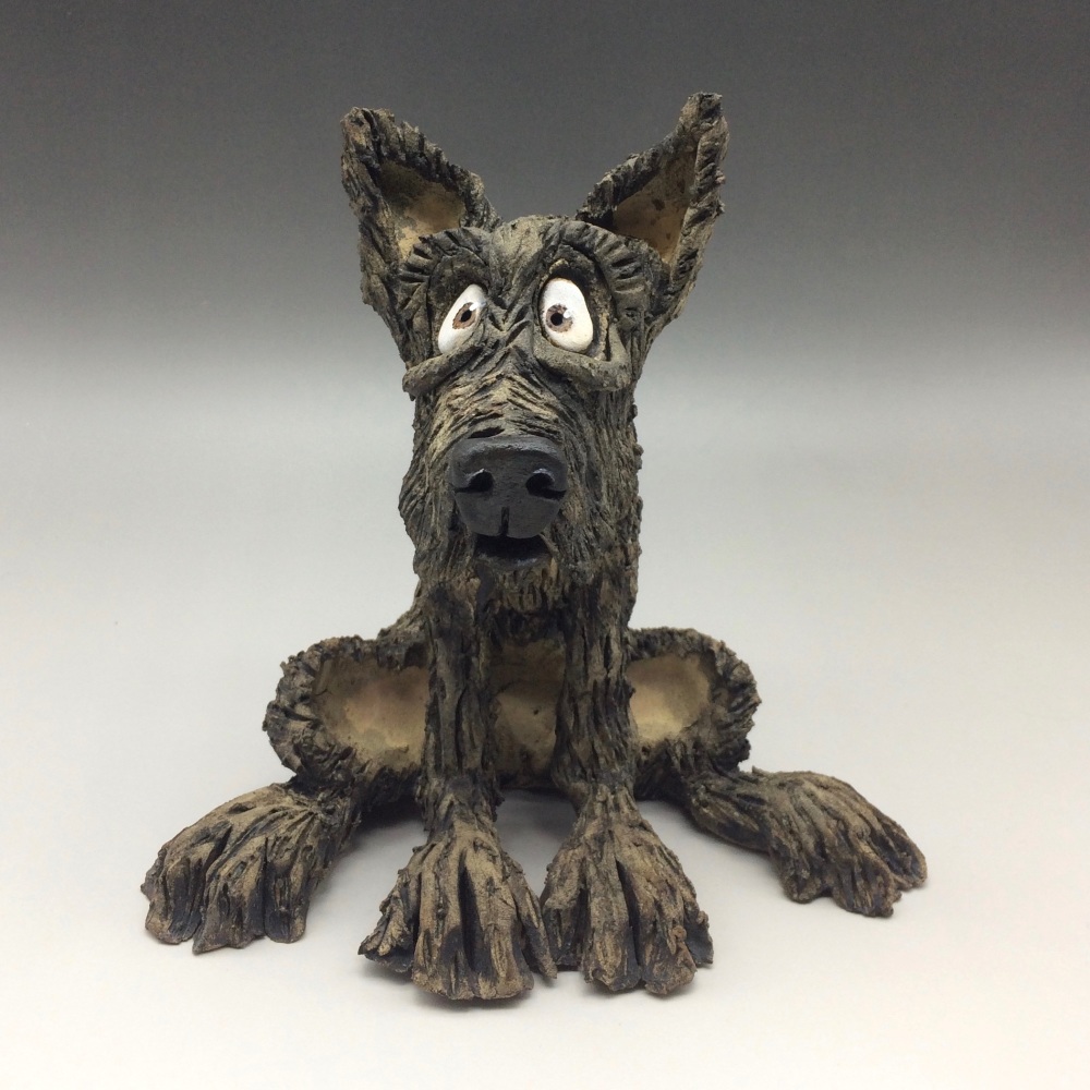 Black Terrier Sculpture - Ceramic