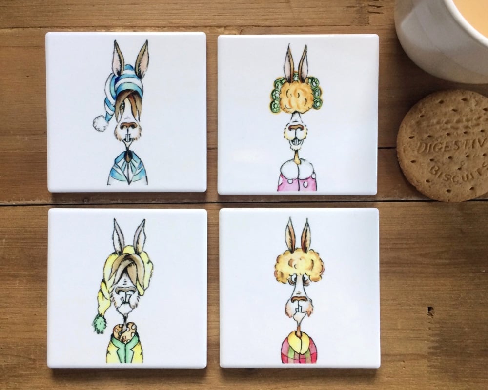 Llama Coasters Ceramic, Llamas in Pyjamas