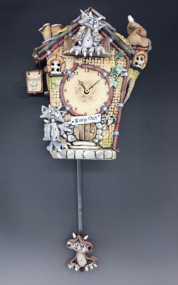 Gargoyle Cuckoo Wall Clock with Pendulum