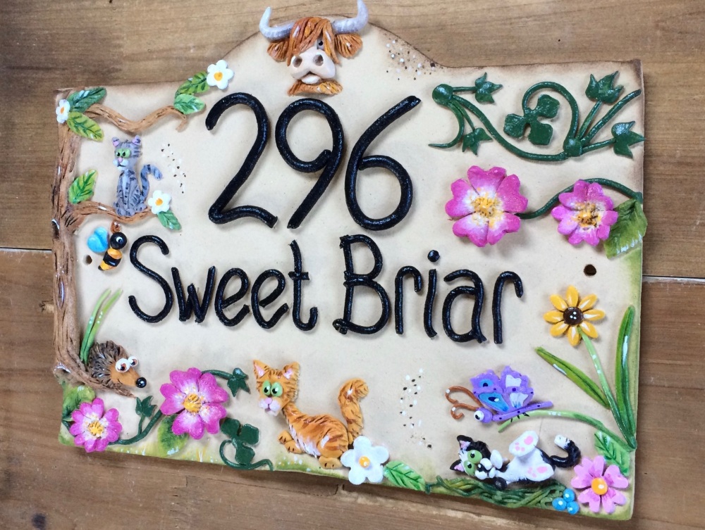 House Sign Ceramic - Sweet Briar Rose Design