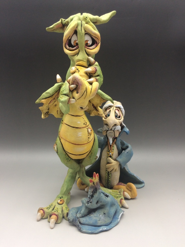 Dragon and Wizard Sculpture 