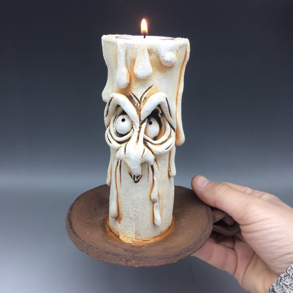 Grumpy Candle Tea Light Holder, 'Fester'