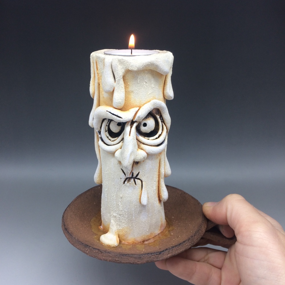 RESERVED - Grumpy Candle Tea Light Holder, 'Pugsley'
