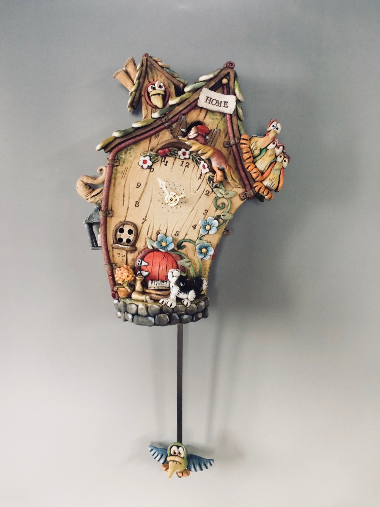 'Feathered Friends' Cuckoo Style Wall Clock with Pendulum