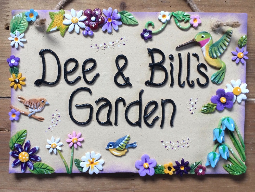 Garden Sign,  Hummingbird Design
