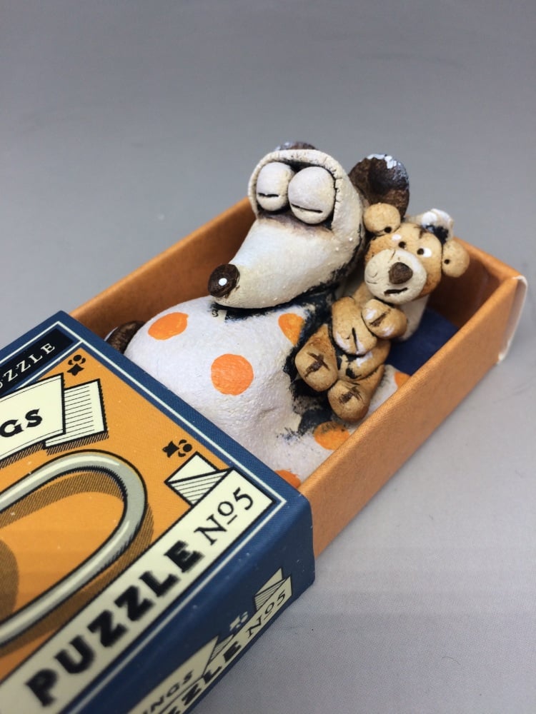 Mouse in a Matchbox Sculpture - Ceramic