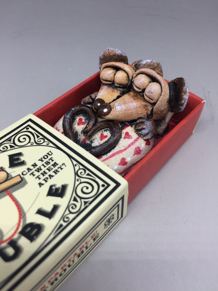 Mouse in a Matchbox Sculpture - Double Trouble