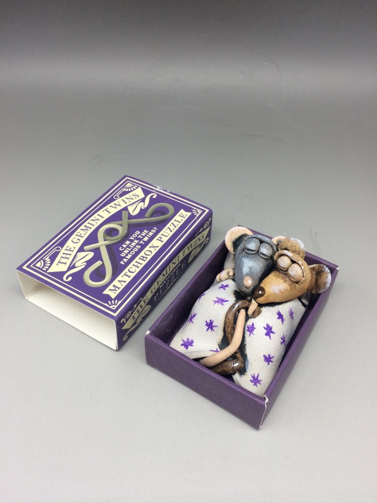 Mouse in a Matchbox Sculpture - The Gemini Twins