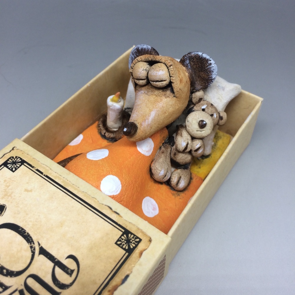 Mouse in a Matchbox Sculpture - Mouse & Ted