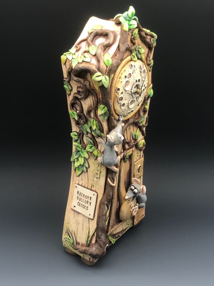 Moon Base Mouse Clock, Ceramic Mantel Clock