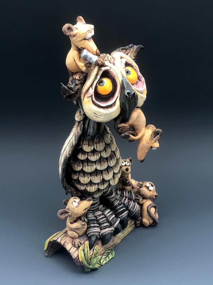 Brian and his Lunch Owl Sculpture
