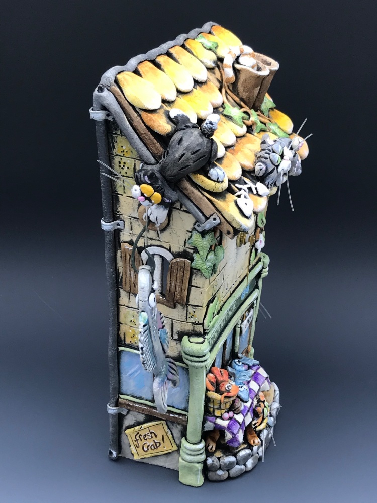 RESERVED  - The Fishmonger, Cat Pendulum Clock