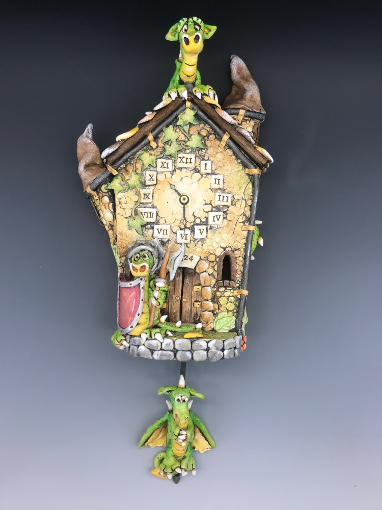 Here be Dragons Pendulum Clock, Ceramic