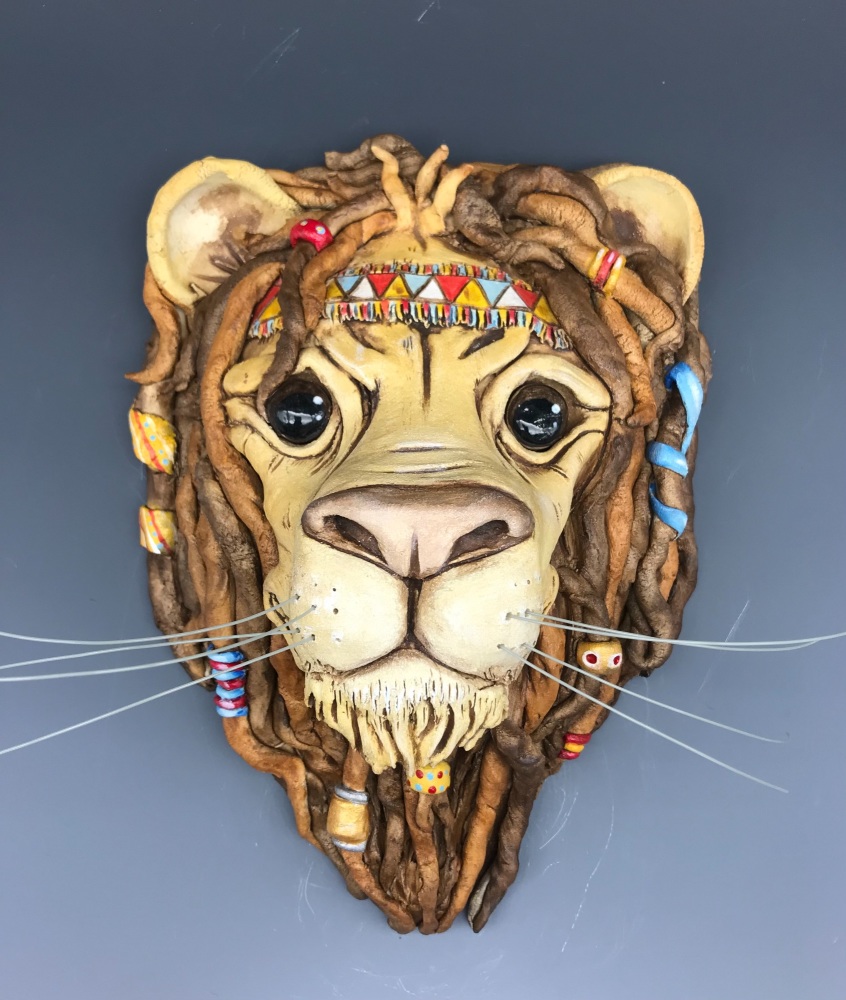 Marley the Lion Wall Sculpture, Ceramic
