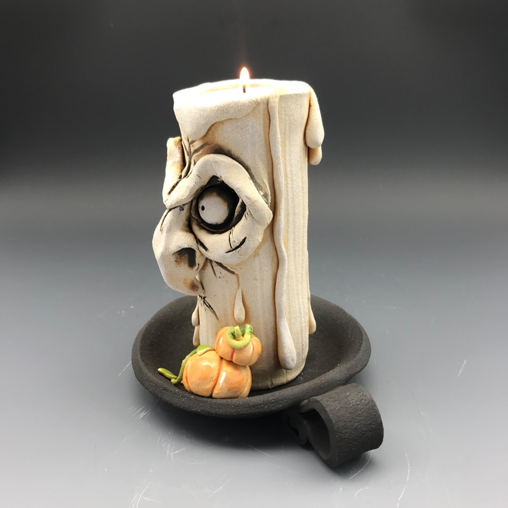 Halloween Grumpy Candle Tea Light Holder, 'Freddy'