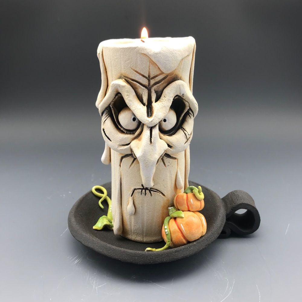 Halloween Grumpy Candle Tea Light Holder, 'Freddy'