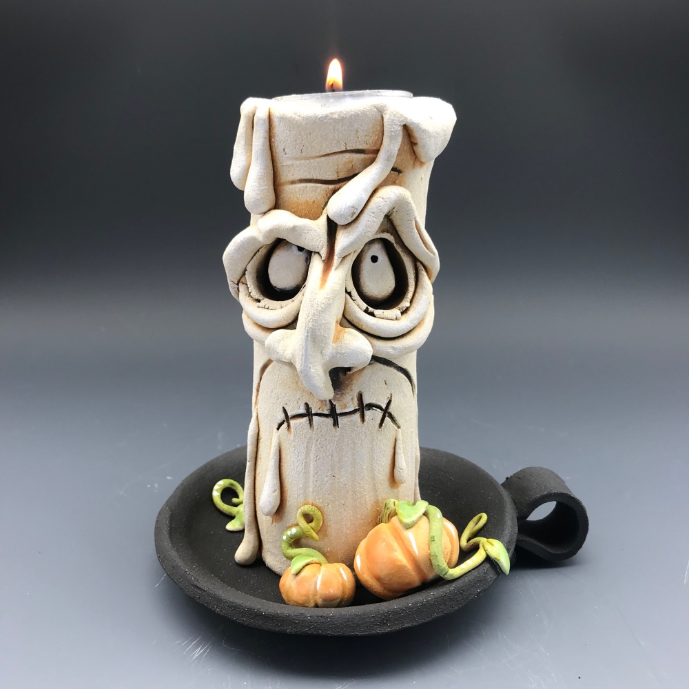 Halloween Grumpy Candle Tea Light Holder, 'Jason'