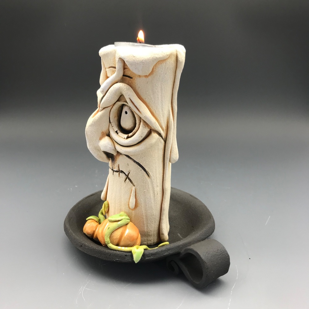 Halloween Grumpy Candle Tea Light Holder, 'Jason'