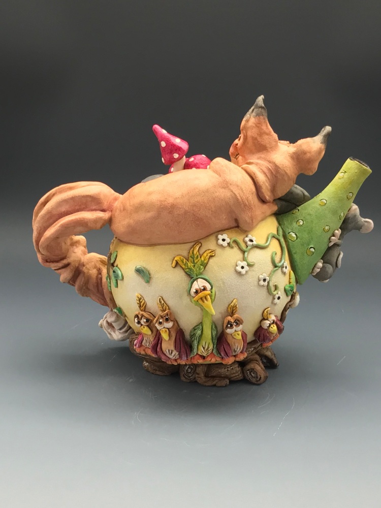 Sleeping Fox Ceramic Tea Pot