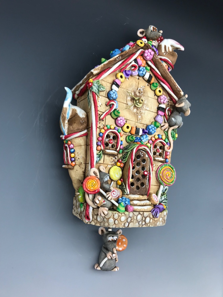 Gingerbread House Pendulum Clock, Ceramic