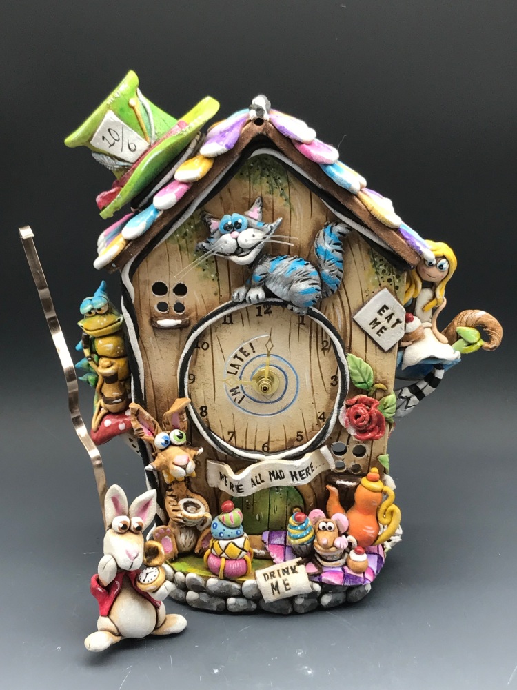 'Alice in Wonderland' Cuckoo Style Wall Clock with Pendulum