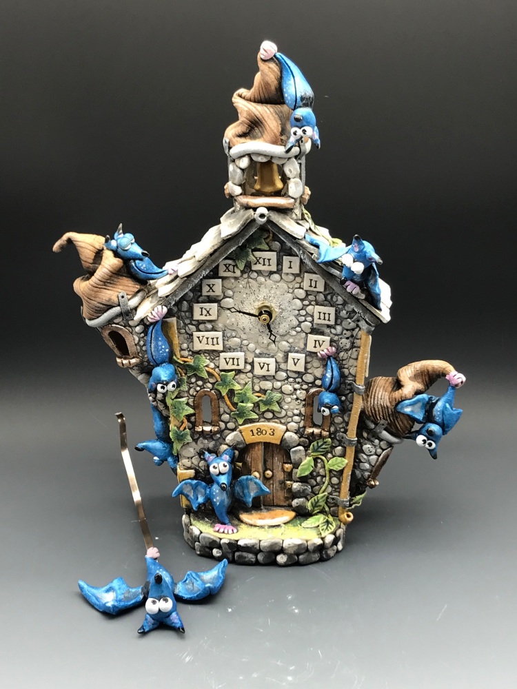 'The Bats Belfry' Bat Wall Clock with Pendulum