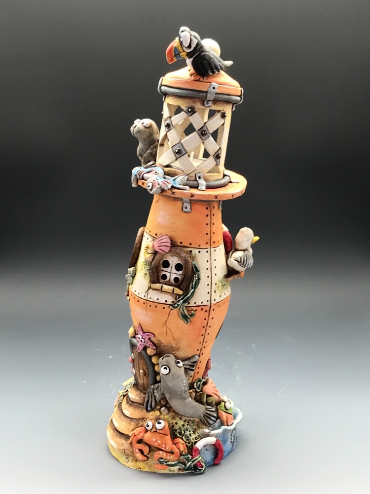 Lighthouse Tea Light Holder, 'Seal Design'