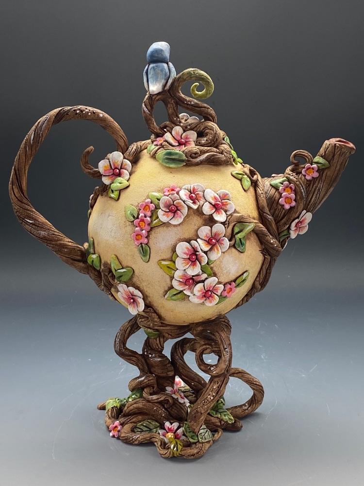 Cherry Blossom Ceramic Tea Pot
