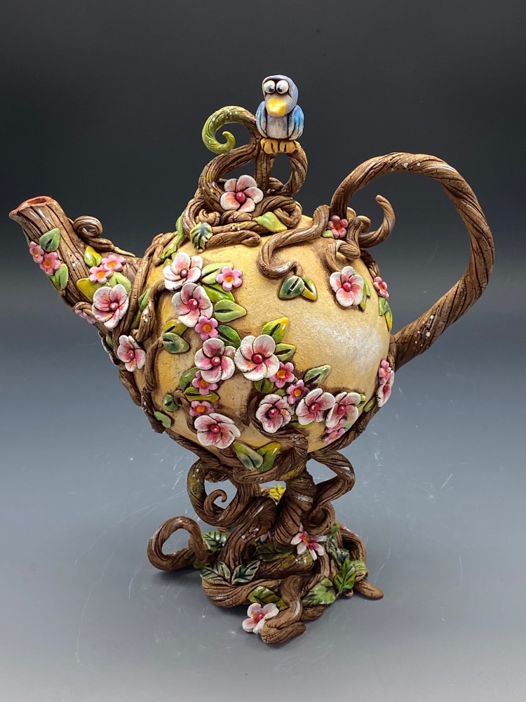 Cherry Blossom Ceramic Tea Pot