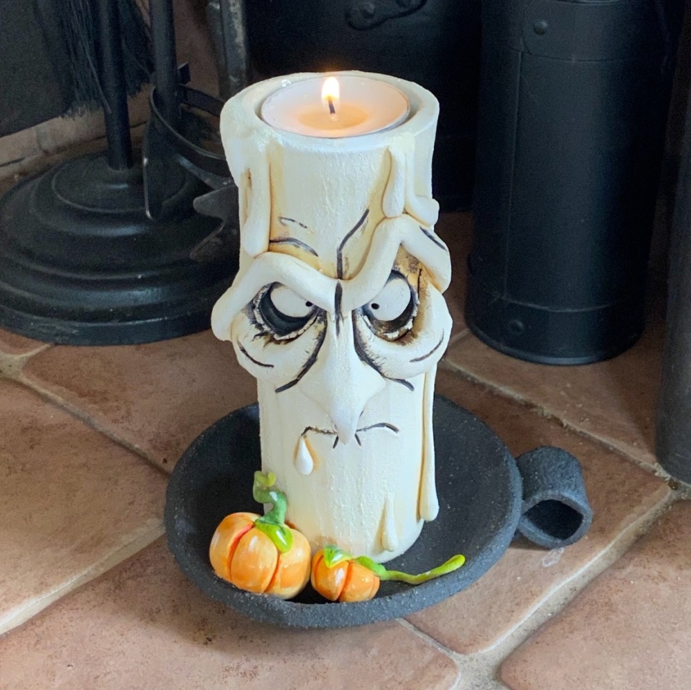 Halloween Grumpy Candle Tea Light Holder, 'John'