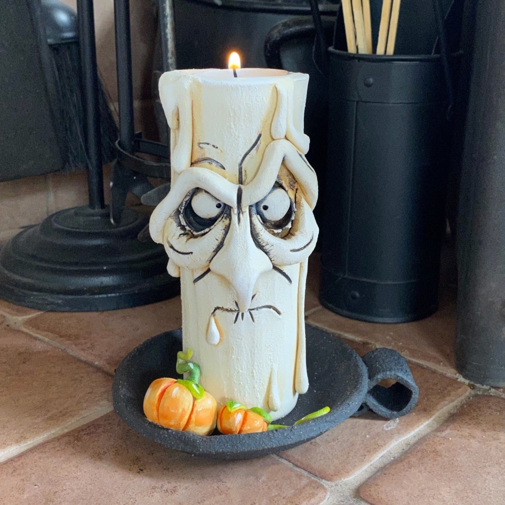 Halloween Grumpy Candle Tea Light Holder, 'John'
