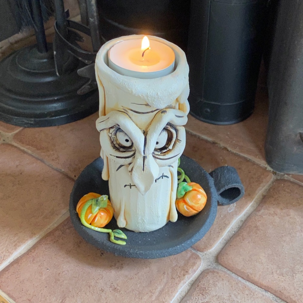 Halloween Grumpy Candle Tea Light Holder, 'Alfred'