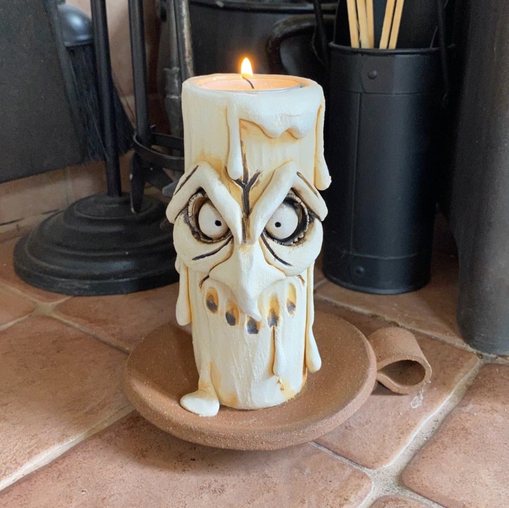 Grumpy Candle Tea Light Holder, 'Chucky'